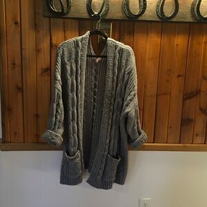 Love Tree Charcoal Cable Knit Cardigan